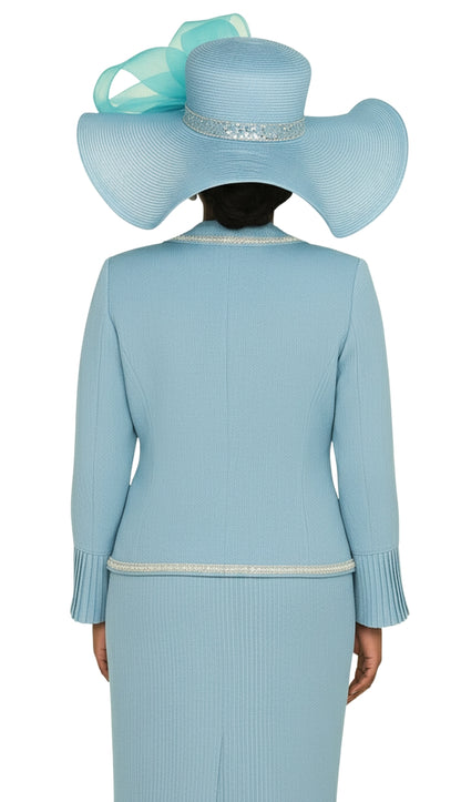 Elite Champagne Knit 5965-BLU-QS Church Suit for Women