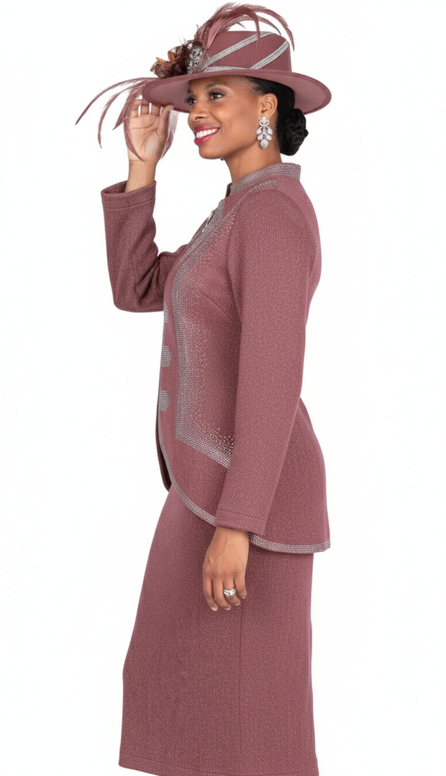 Champagne Italy Knit 5967-LBRN-QS Church Suit for Women