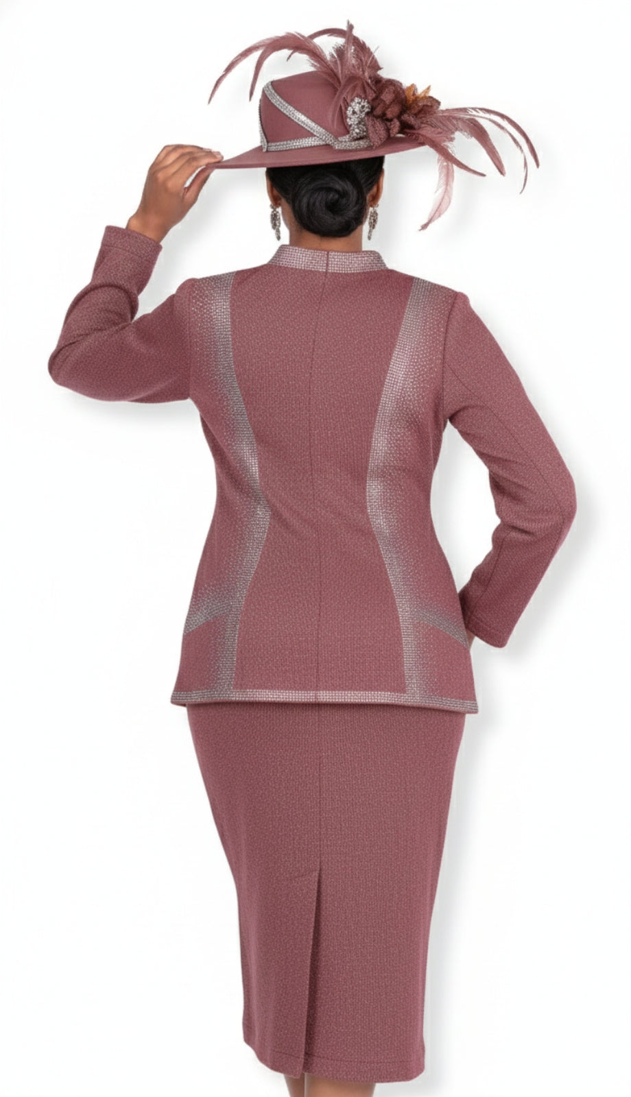 Champagne Italy Knit 5967-LBRN-QS Church Suit for Women