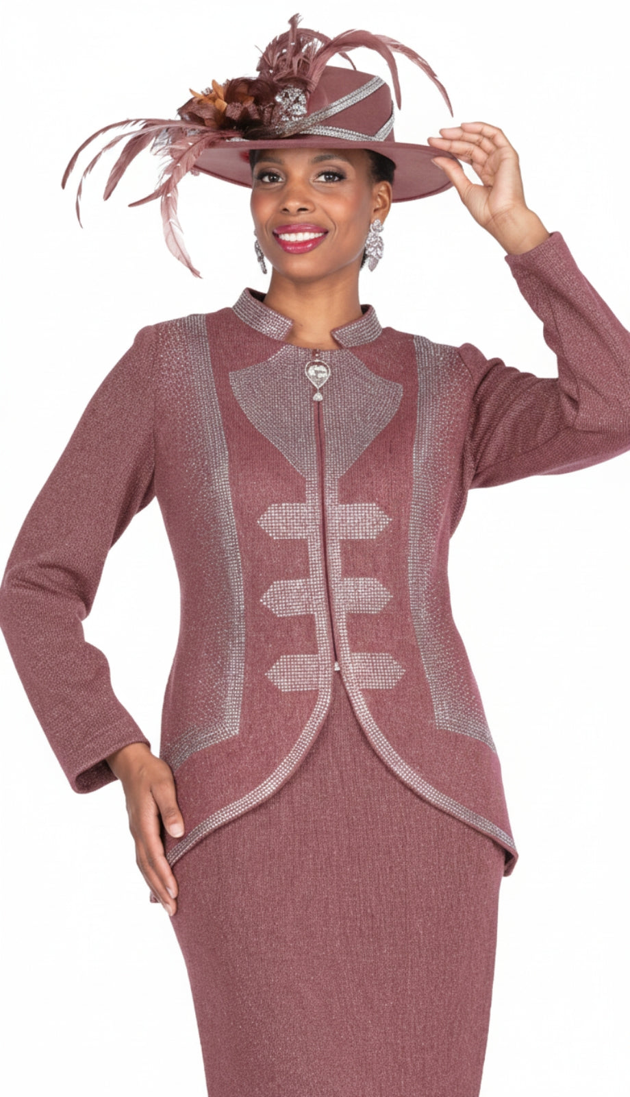 Champagne Italy Knit 5967-LBRN-QS Church Suit for Women