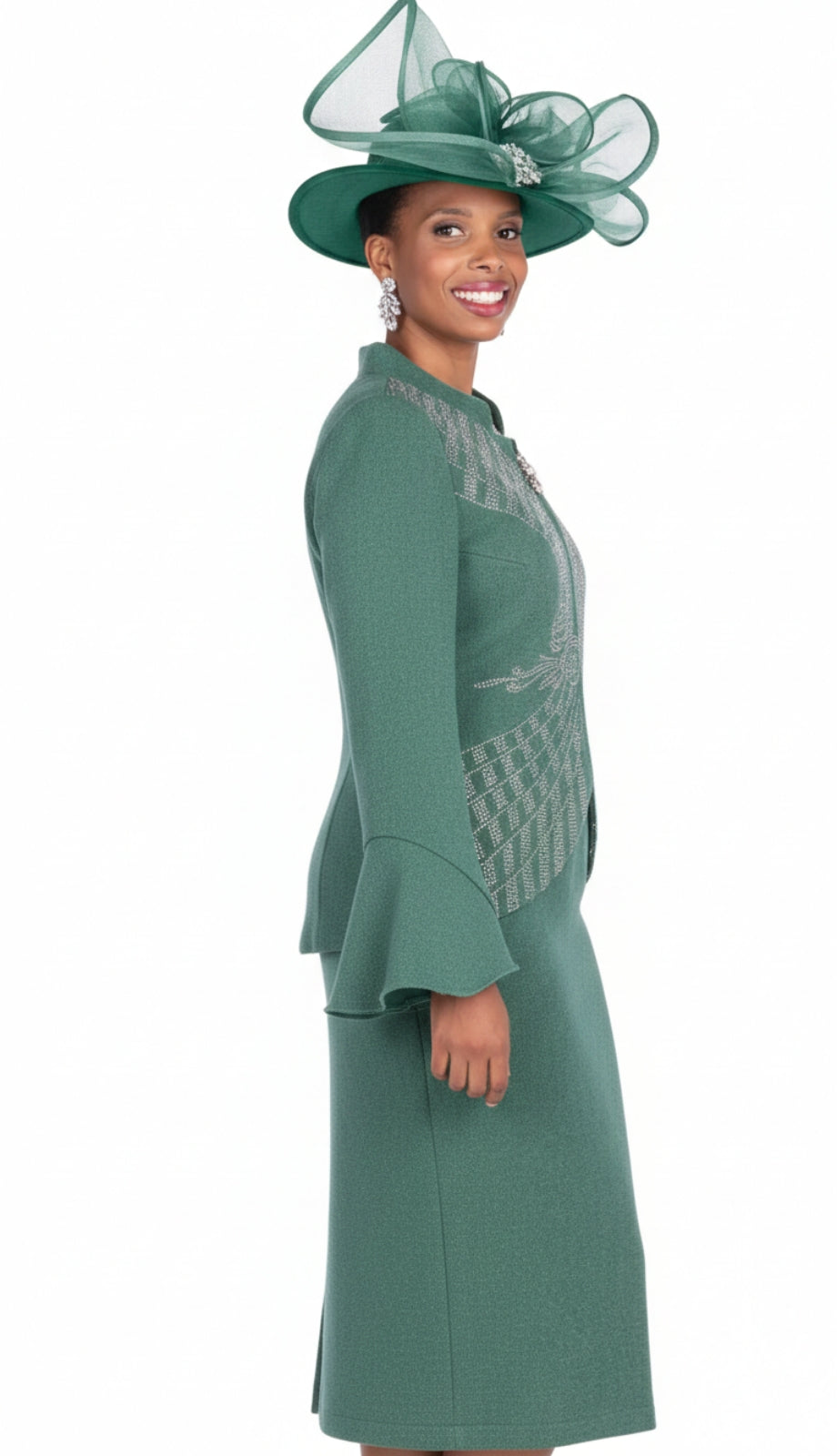 Champagne Italy Knit 5968-GRN-QS Church Suit for Women