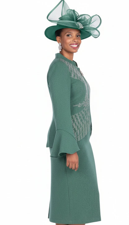 Champagne Italy Knit 5968-GRN-QS Church Suit for Women