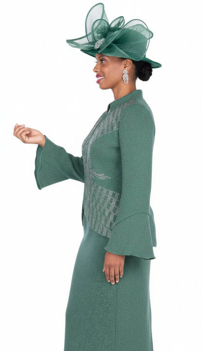 Champagne Italy Knit 5968-GRN-QS Church Suit for Women