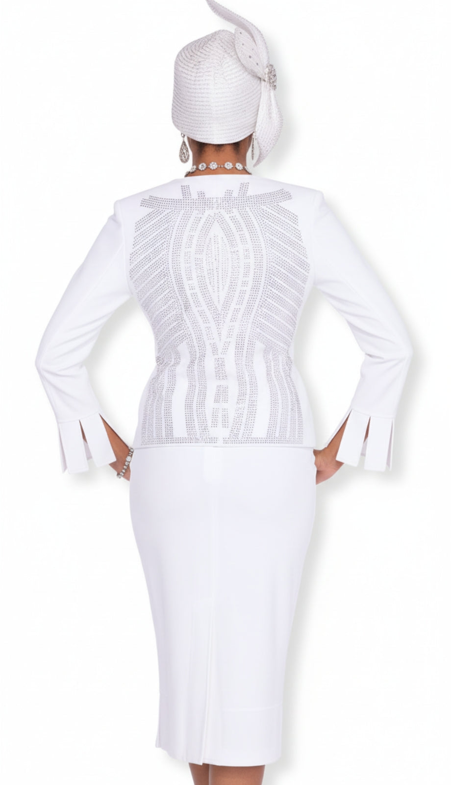Elite Champagne Knit 5982-WHT-QS Church Suit