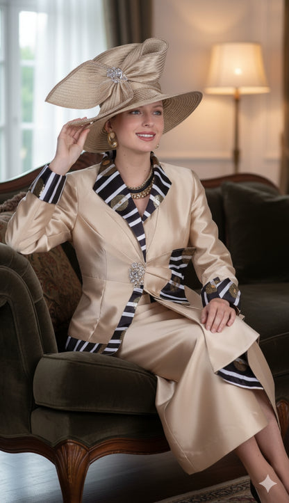 Champagne Italy 6118-GLD Church Suit