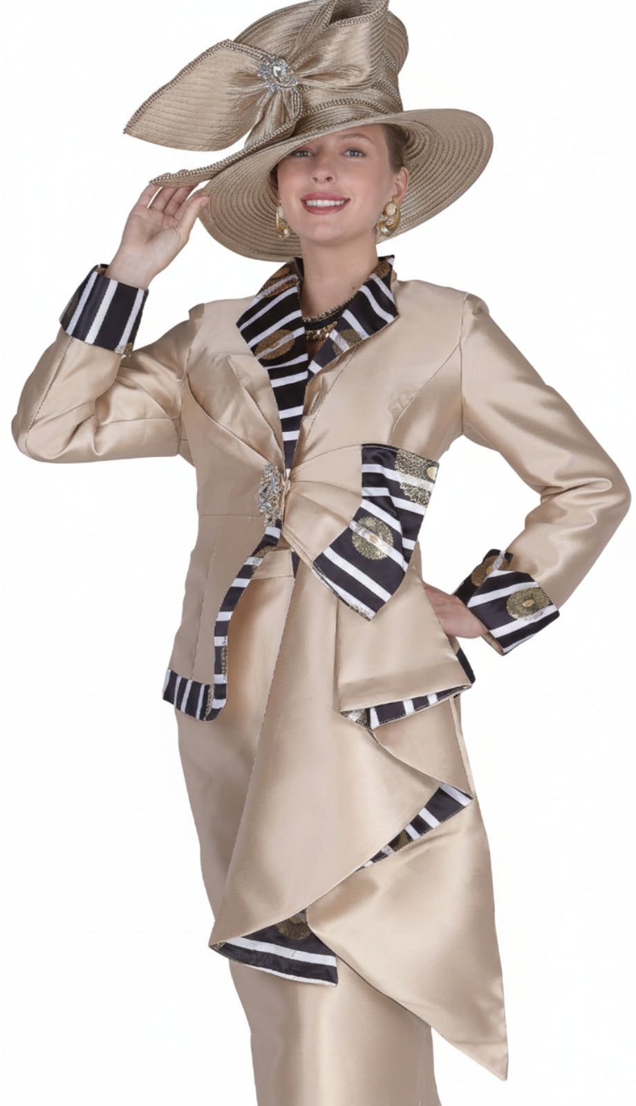 Champagne Italy 6118-GLD Church Suit