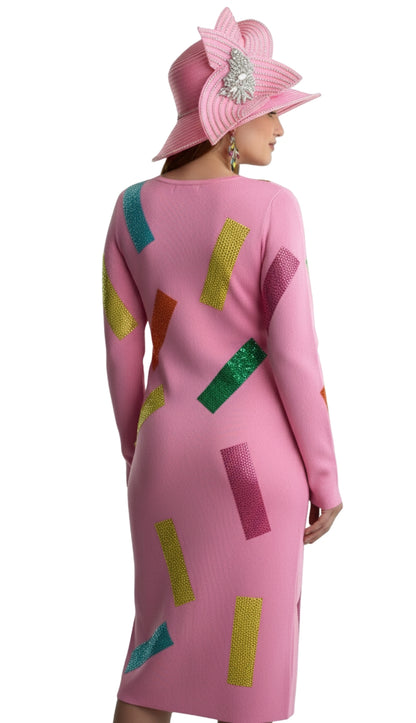 Lily and Taylor 627-ROSE Knit Church Dress