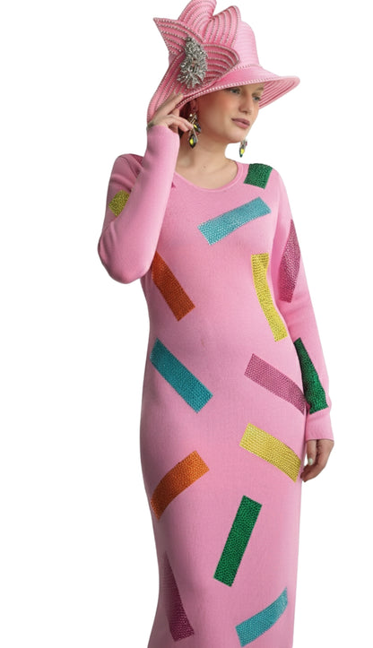 Lily and Taylor 627-ROSE Knit Church Dress