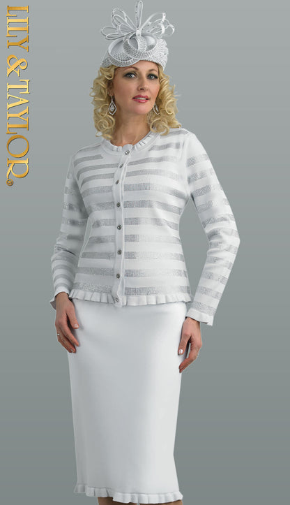 Lily And Taylor 713-WHT Designer Church Suit