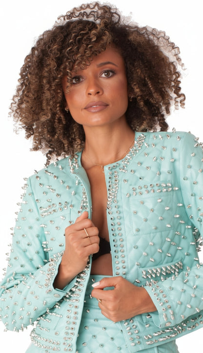 For Her 81933-QS ( 1pc Studded Faux Jacket )