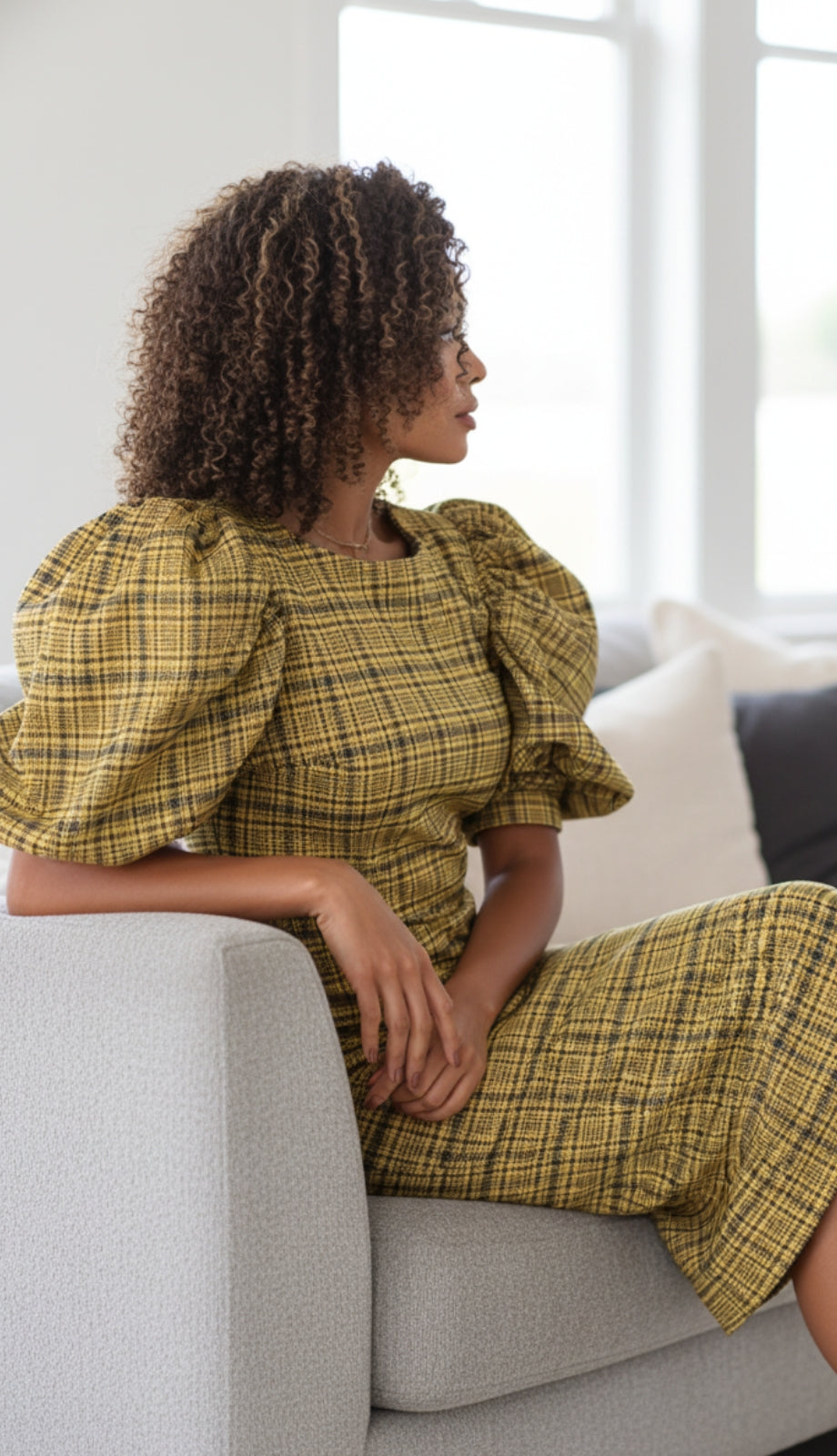 For Her 82015-MUS-QS Womens Puff Sleeve Dress