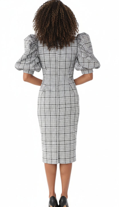 For Her 82015-WHT-QS Womens Puff Sleeve Dress
