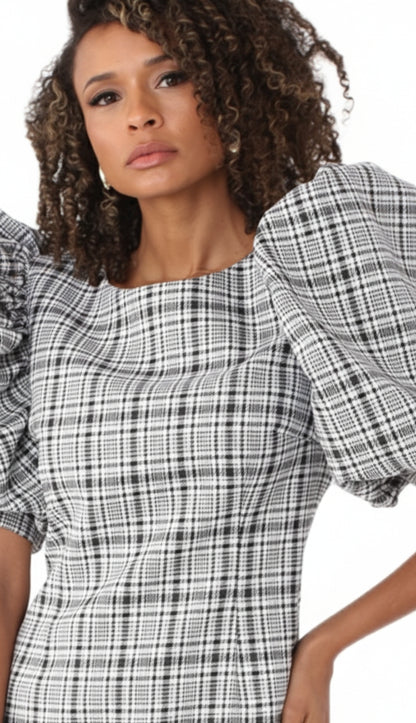 For Her 82015-WHT-QS Womens Puff Sleeve Dress