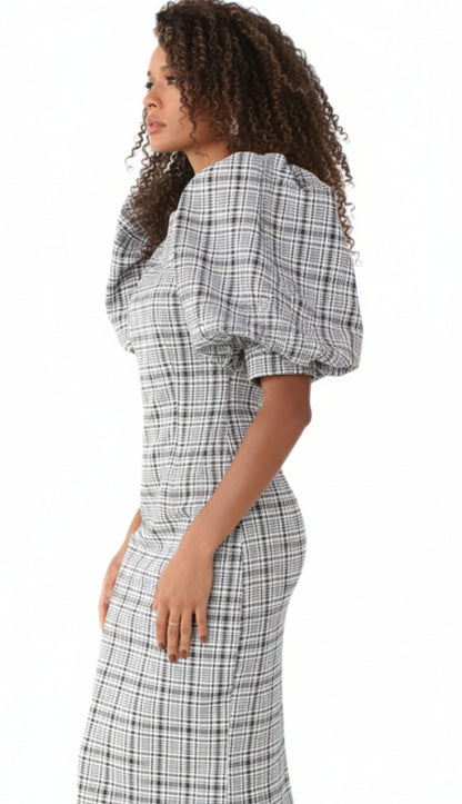 For Her 82015-WHT-QS Womens Puff Sleeve Dress