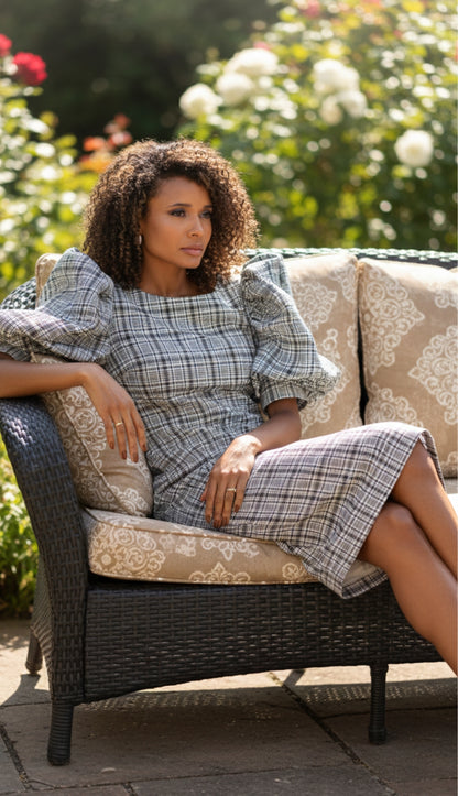 For Her 82015-WHT-QS Womens Puff Sleeve Dress