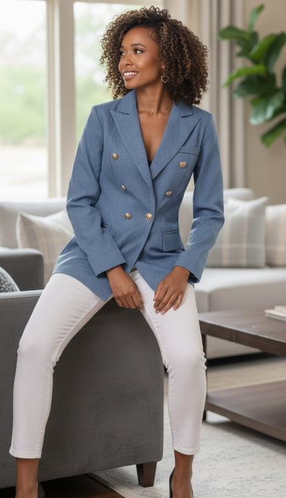 For Her 82100-QS ( 1pc Denim Twill Double-breasted Jacket )