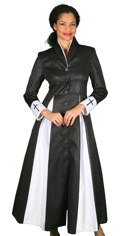 Diana Couture 8556-BLK-CO ( 1 Pc Silk With Brocade Womens Sunday Robe For Church )