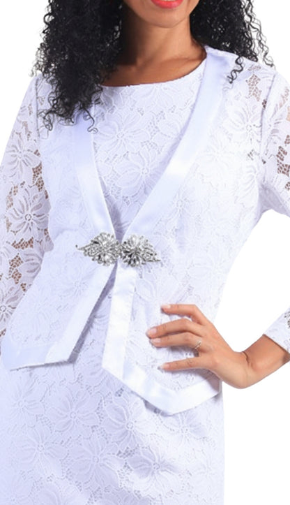 Diana Couture 8631-WHT Church Suit