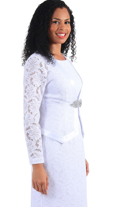 Diana Couture 8631-WHT Church Suit