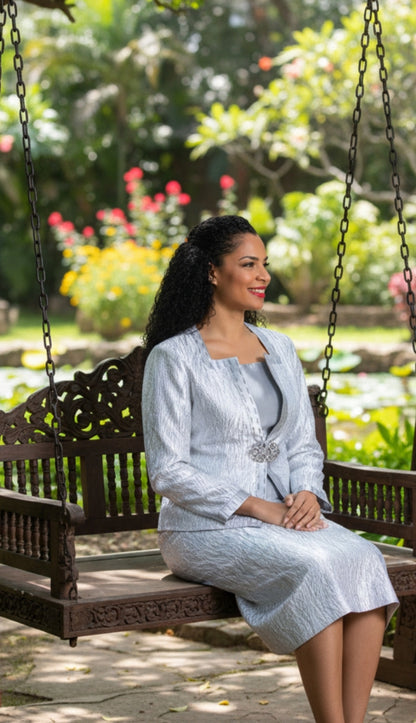 Diana Couture 8666-SLV Church Suit