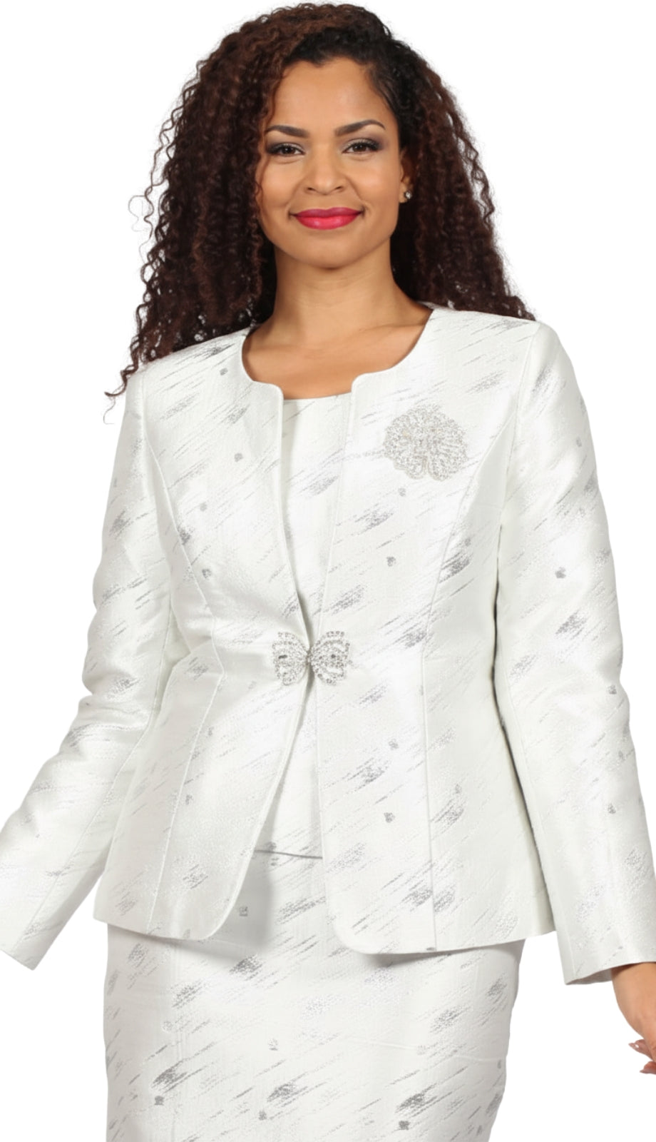 Diana Couture 8872-SIL Church Suit