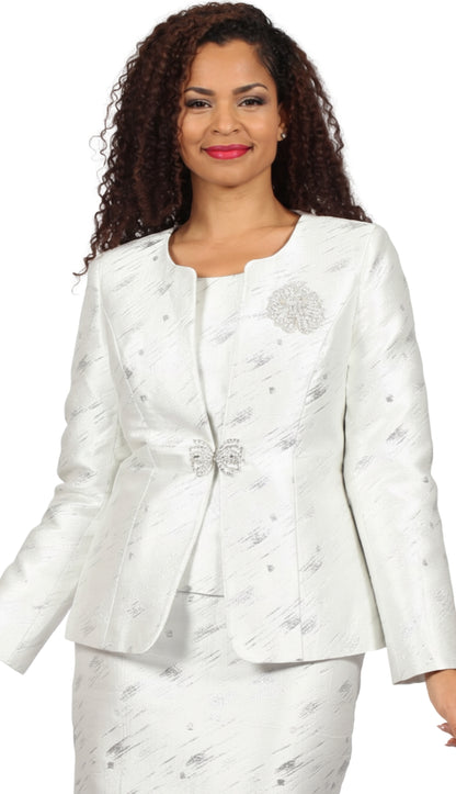 Diana Couture 8872-SIL Church Suit