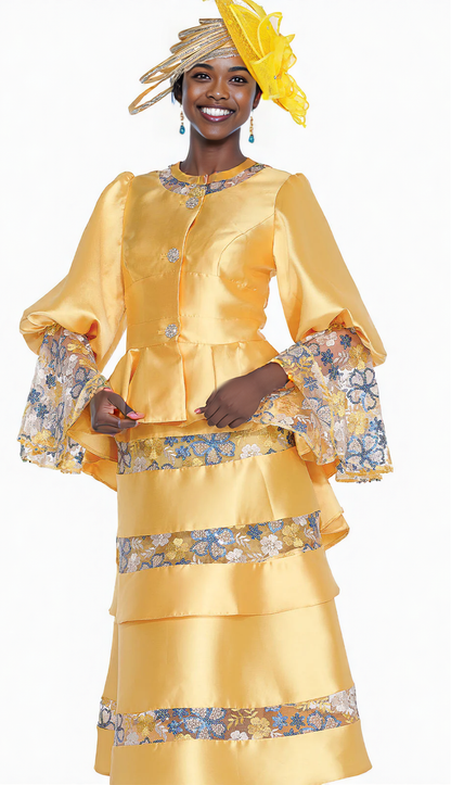 Aussie Austine 6025-GLD Church Suit for Ladies