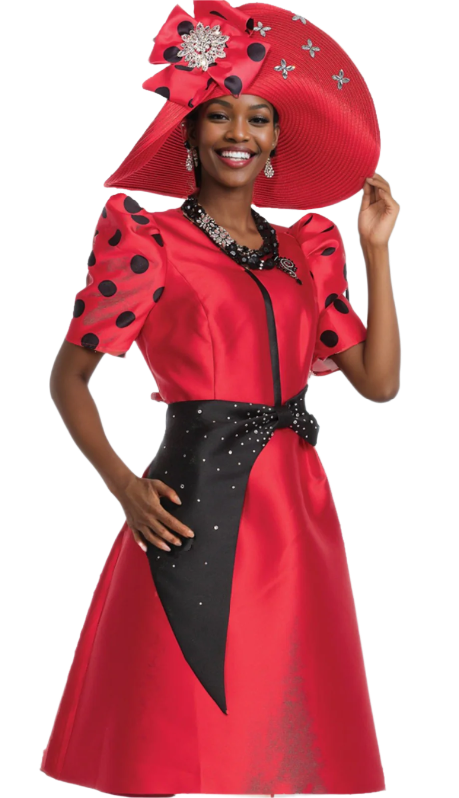 Champagne Italy 6018-RED Church Suit-Hat