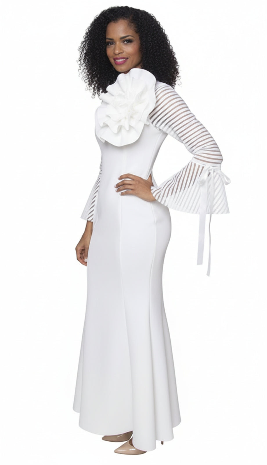 Diana Couture D1054-WH Church Dress