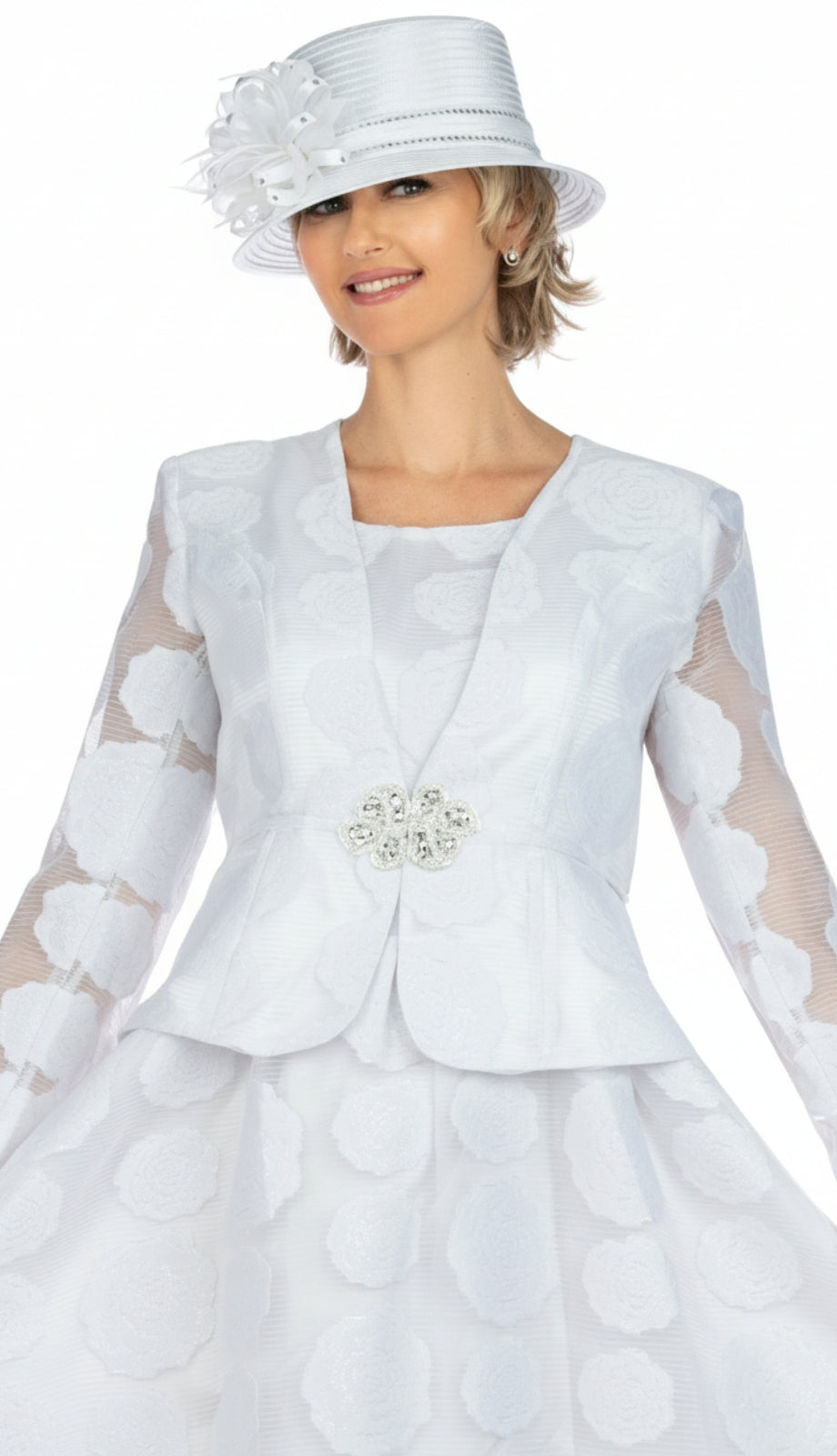 Giovanna D1345-WHT Ladies Church Jacket Dress