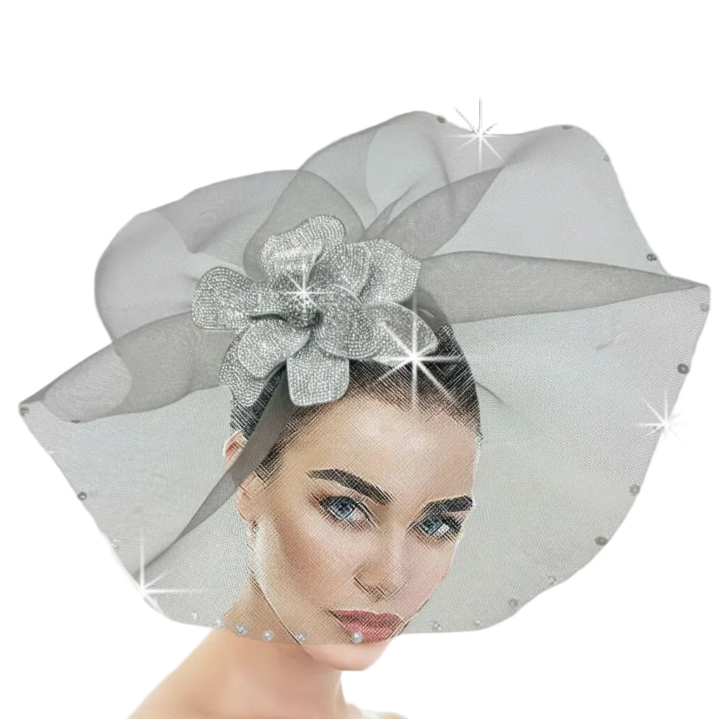 FA3468 DEENA Silver Grey Church Fascinator