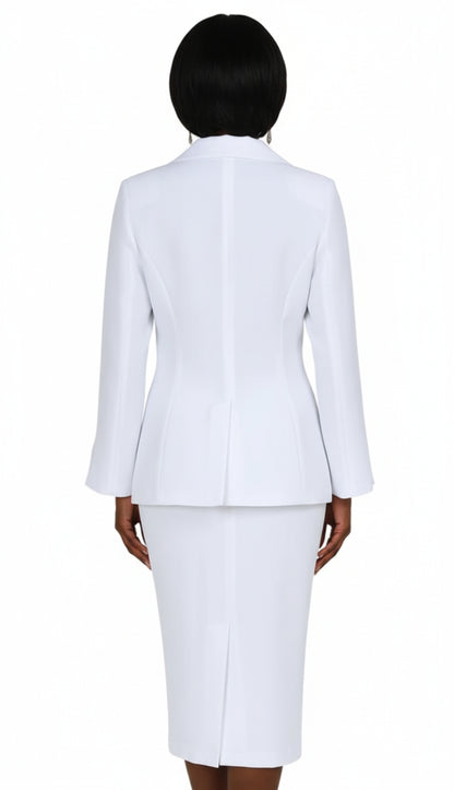 GMI G12777-WH ( 2pc Double Collar Single Breast Set With Side Seam Hidden Pockets )