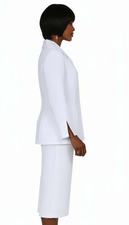 GMI G12777-WH ( 2pc Double Collar Single Breast Set With Side Seam Hidden Pockets )