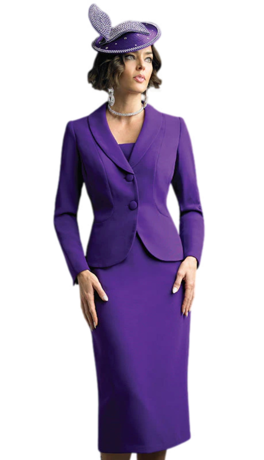 Lily And Taylor 4529-PUR-QS Church Suit