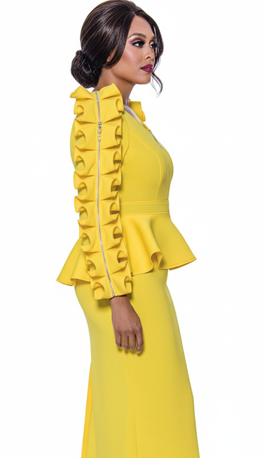 Stellar Looks SL1771-YLW-QS Designer Church Dress