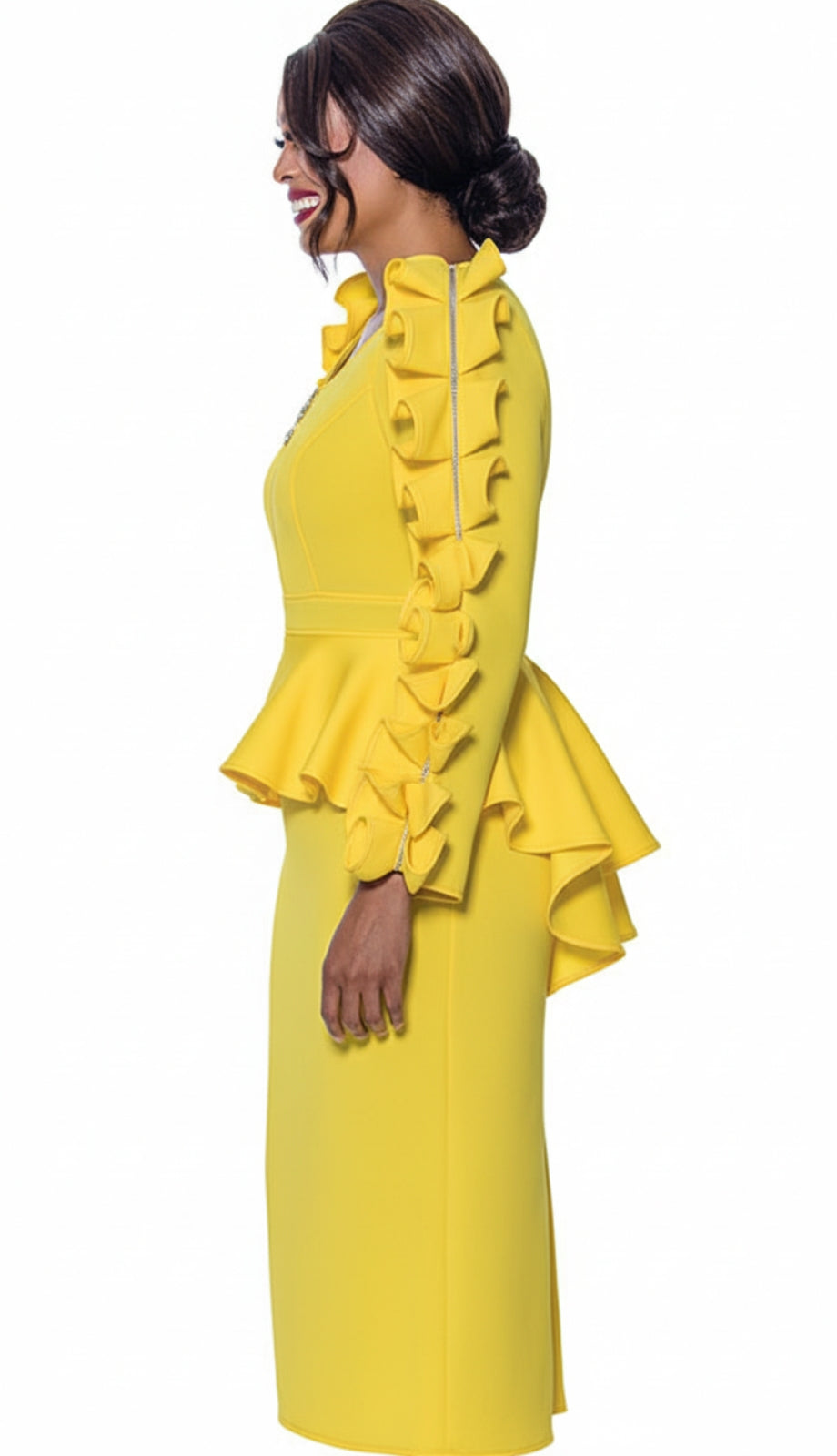 Stellar Looks SL1771-YLW-QS Designer Church Dress