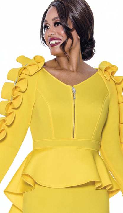 Stellar Looks SL1771-YLW-QS Designer Church Dress