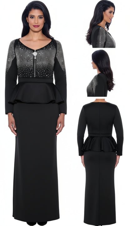 Stellar Looks SL1961-BLK-QS Designer Church Suit