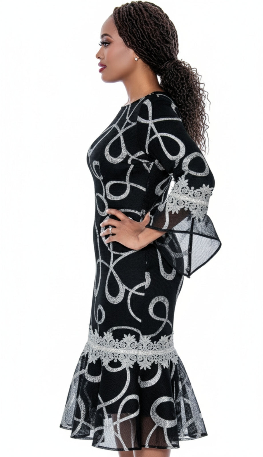 Stellar Looks SL600301-BLK-Designer Church Dress