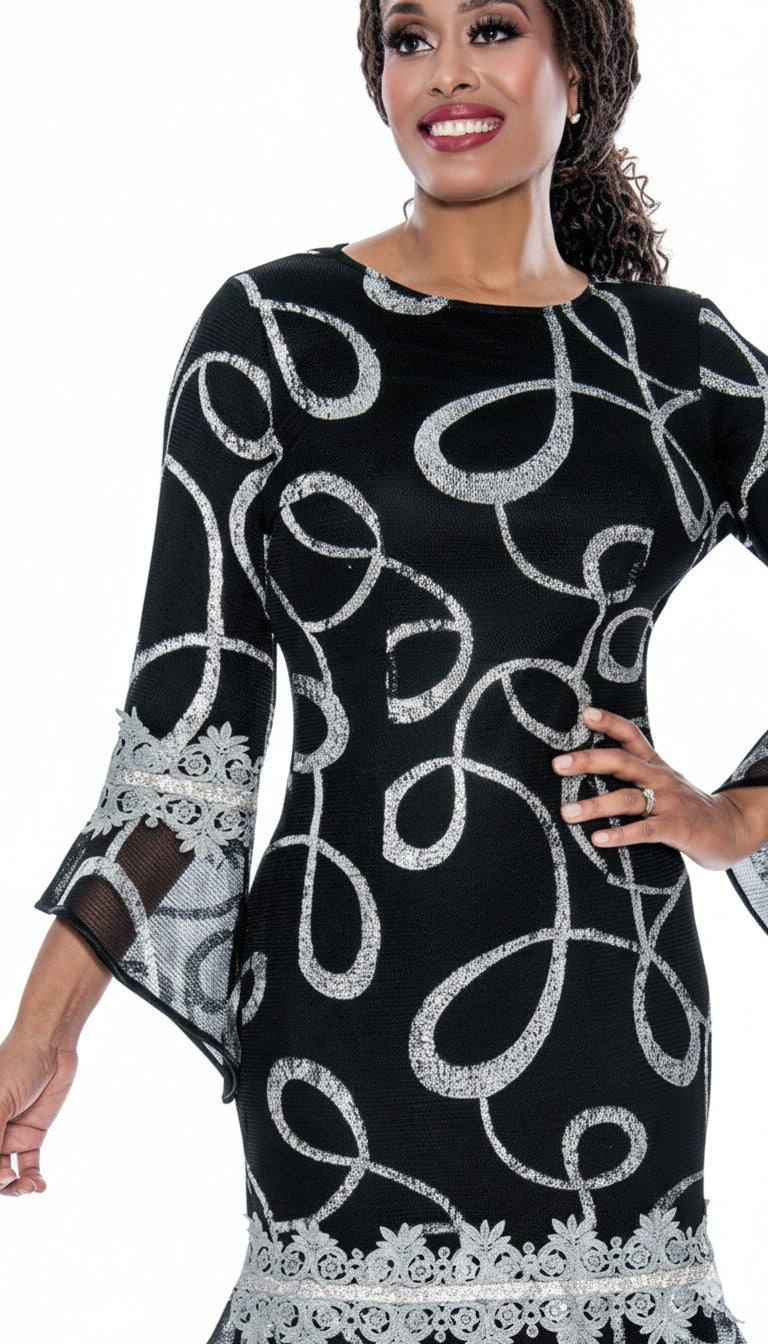 Stellar Looks SL600301-BLK-Designer Church Dress