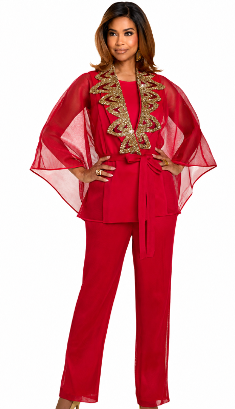 Donna Vinci 5866-RED-QS Church Suit