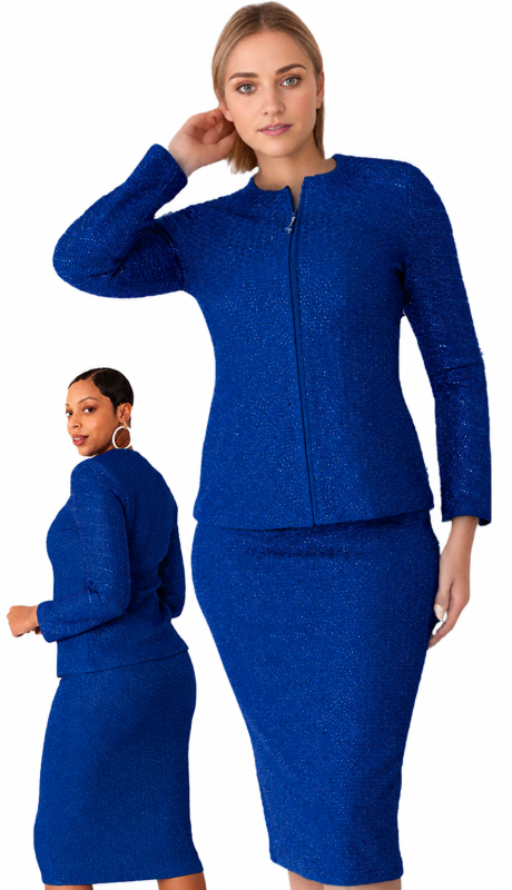 Liorah 7302-RYL Knit Skirt Church Suit