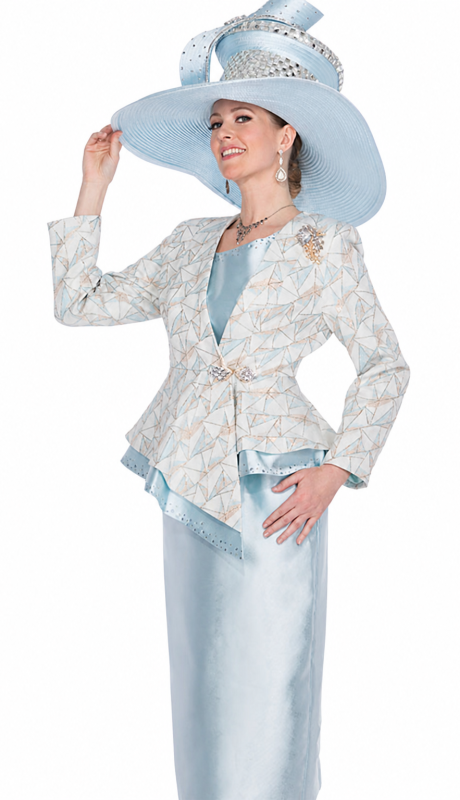 Elite Champagne 6053-BLU-QS Church Suit