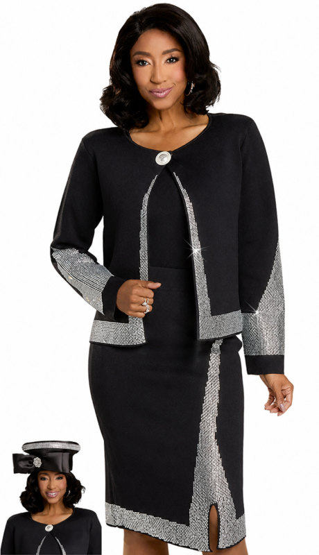 Donna Vinci Knit 13435-BLK-QS  Church Suit