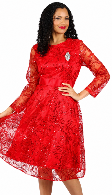 Diana Couture 8639-RED Church Dress
