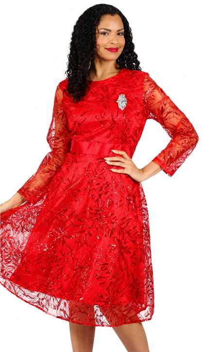Diana Couture 8639-RED Church Dress