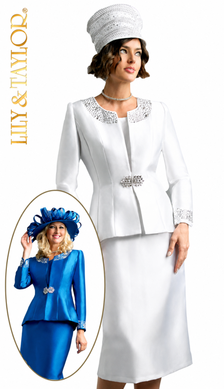 Lily And Taylor 3800-QS WHT Church Suit