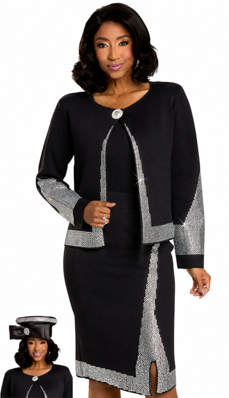 Donna Vinci Knit 13435-BLK-QS  Church Suit