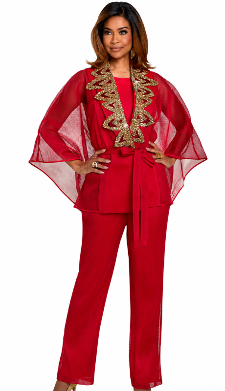 Donna Vinci 5866-RED-QS Church Suit