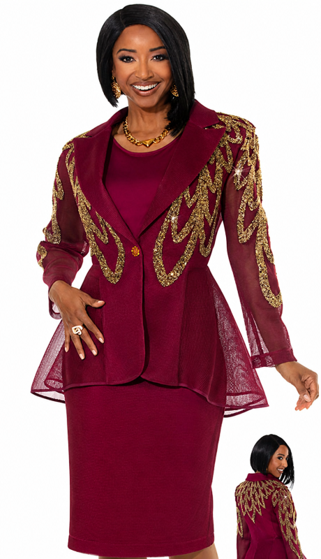Donna Vinci 5865-BWG-QS Church Suit